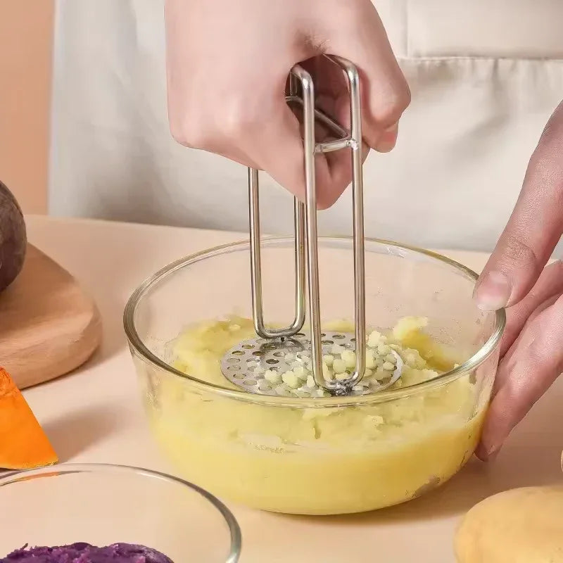 Stainless Steel Potato Masher – Manual Baby Food Press