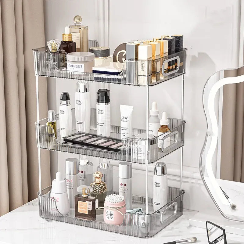 Acrylic Bathroom Makeup Organizer Shelf – Large Capacity