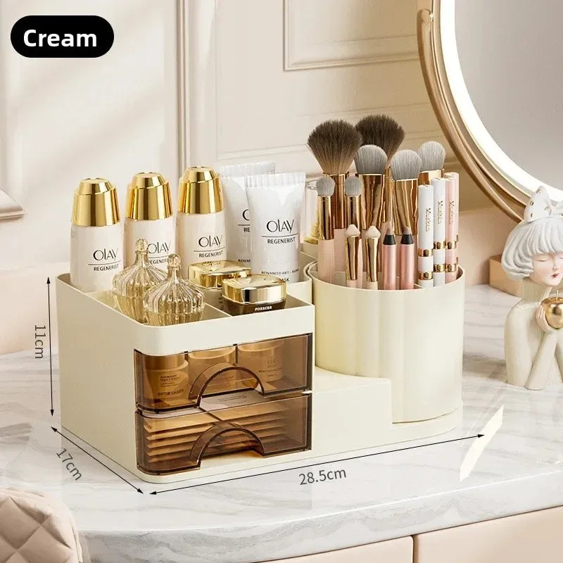 Luxury Cosmetic Brush Storage Box – Multi-Functional Vanity Organizer