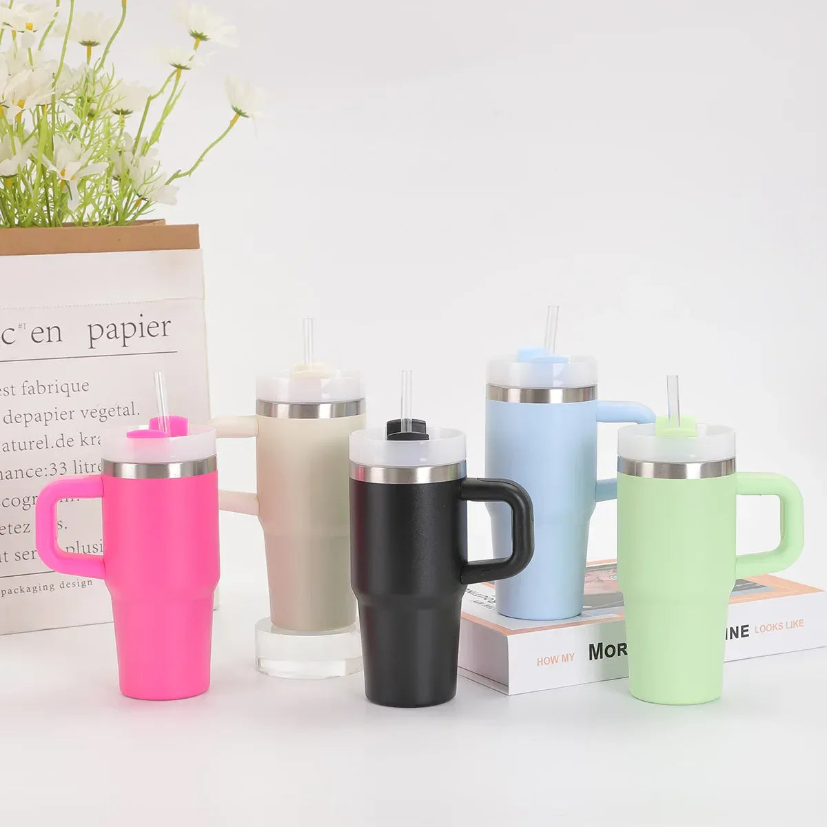 Stanley-Style Mini 40oz Plain Tumbler – Durable & Sleek (Random color)