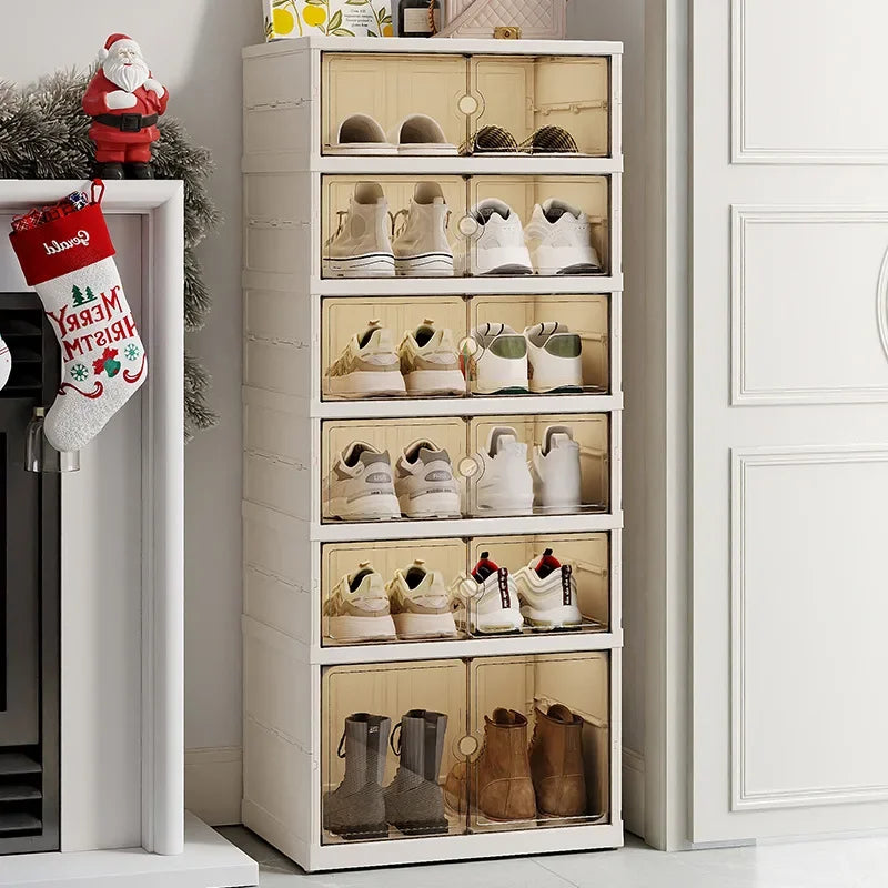 Foldable Shoe Cabinet Rack - No-Installation Transparent Storage Box