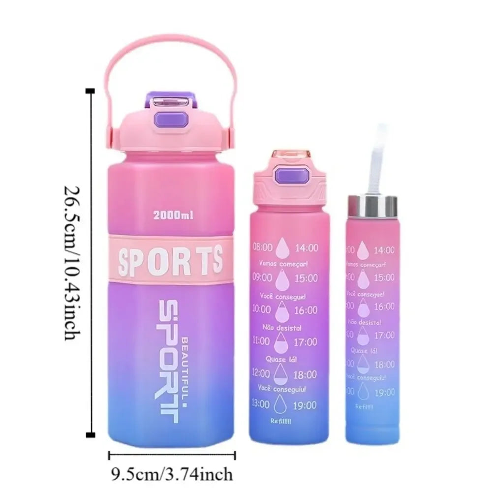 3-Piece Sports Water Bottle Set – Large Capacity Leak-Proof (Random)