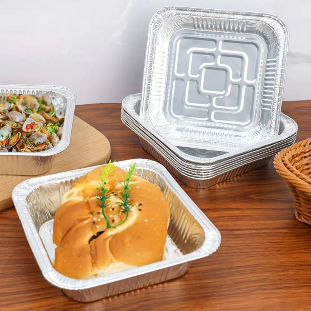 Square Aluminum Foil Disposable Plate Set - Pack of 10