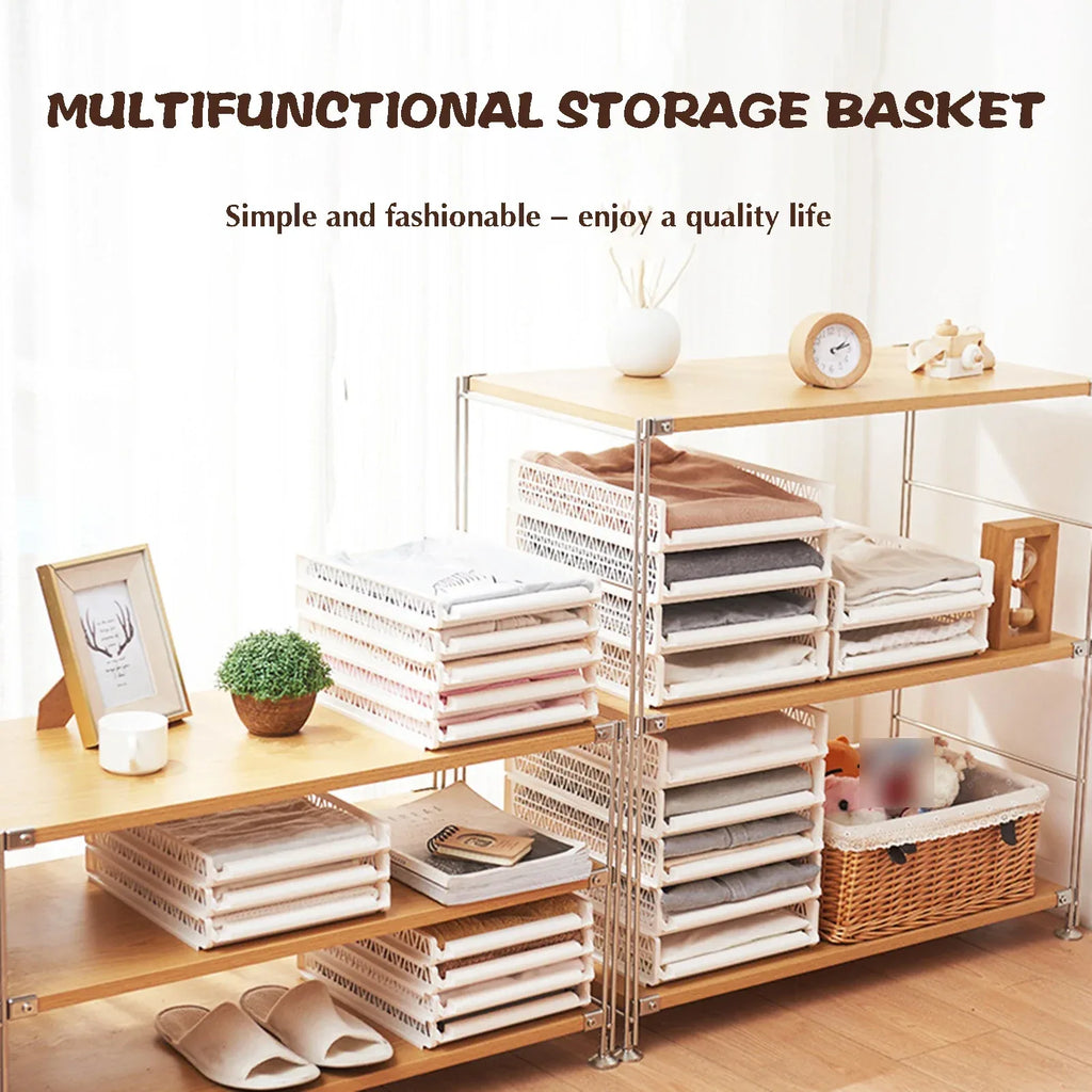 Stackable Plastic Storage Basket – Multipurpose Organizer (each)
