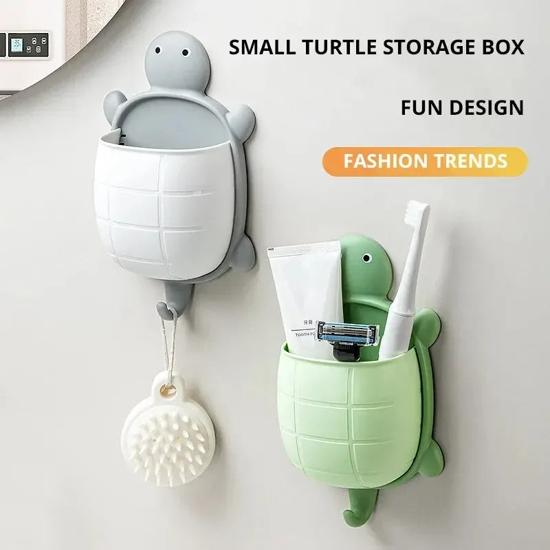 Cute Turtle Toothbrush Holder – Cartoon Bathroom Organizer
