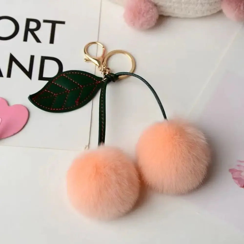 Cherry Plush Toy Keychain – Colorful & Fluffy (Random Color)