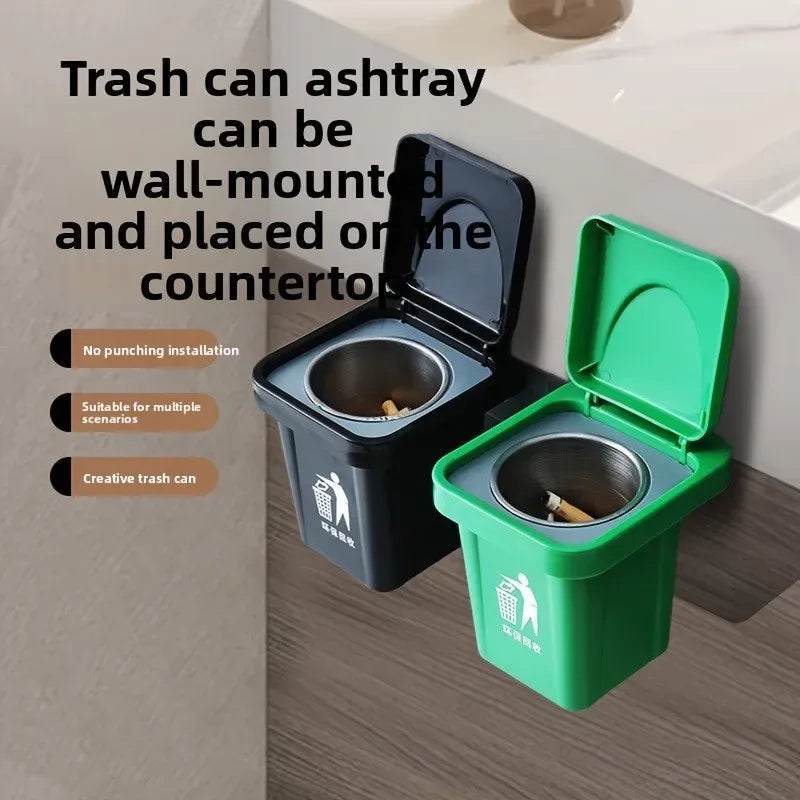 Wall-Mounted Ashtray with Lid – Dust-Proof & Contemporary