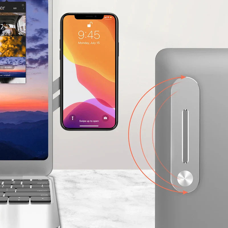 Magnetic Foldable Laptop Side Phone Holder