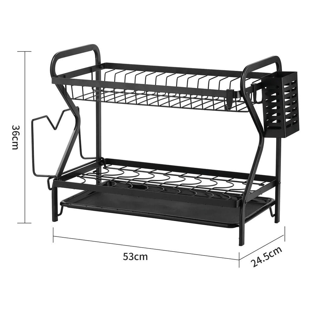 Premium 2-Tier Dish Drying Rack with Drainboard