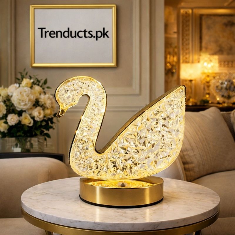 Crystal Swan Table Lamp - Luxury LED Night Light