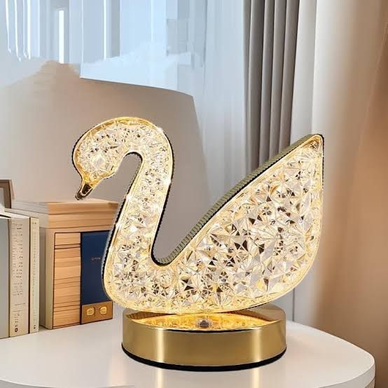 Crystal Swan Table Lamp - Luxury LED Night Light