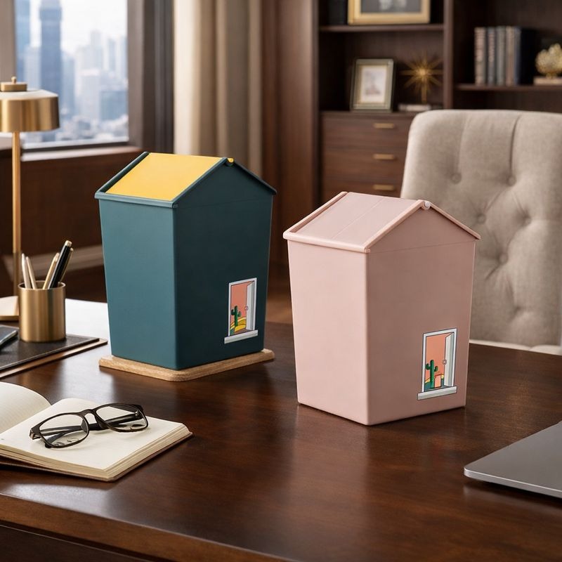 Hut Shape Mini Desktop Trash Can - Cute Office Bin