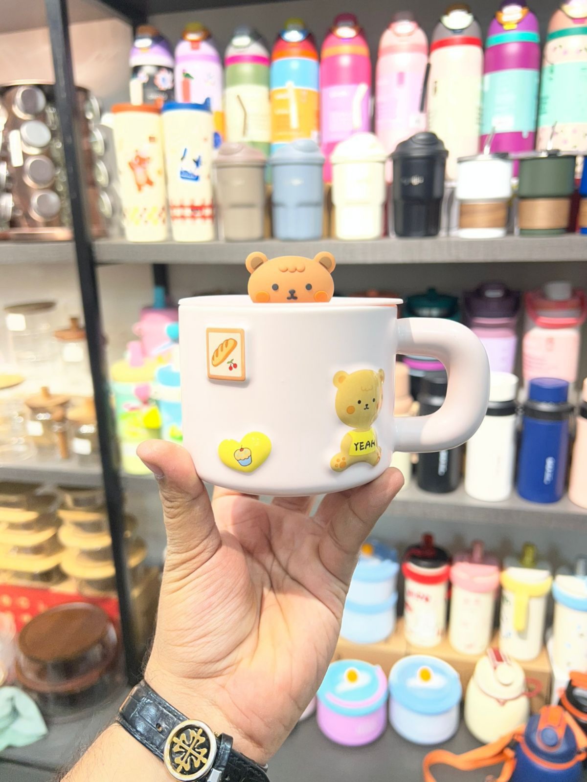Ceramic Cute Bear Mug With Silicone Lid