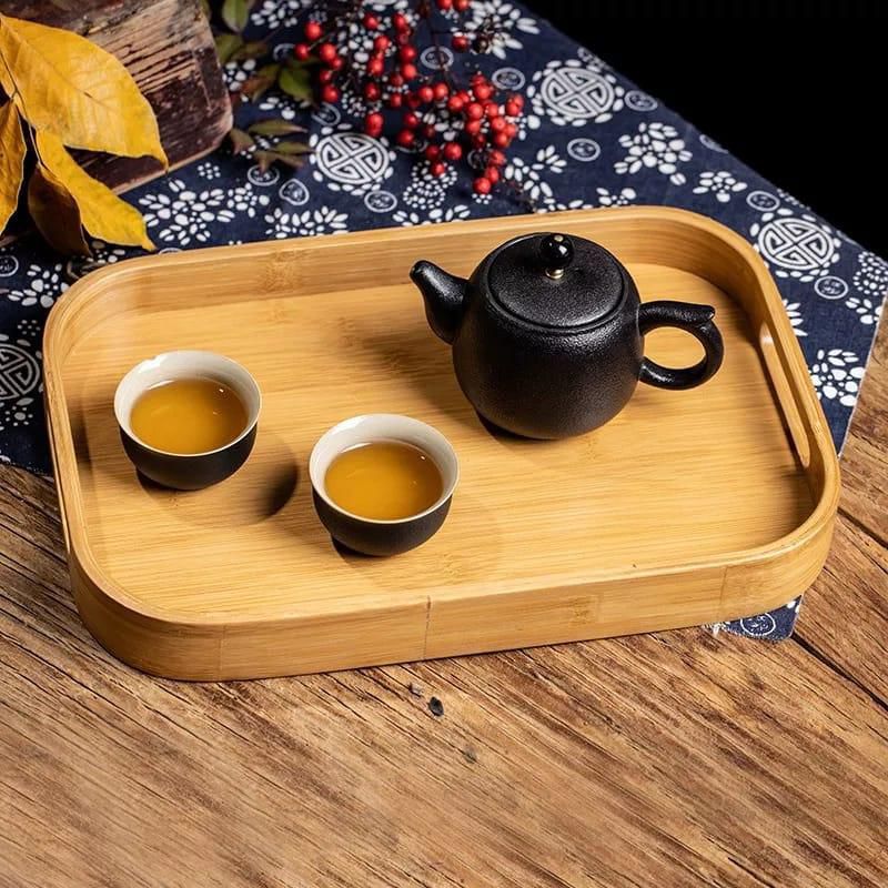 3-Piece Bamboo Nesting Tray Set - Natural Serving Trays