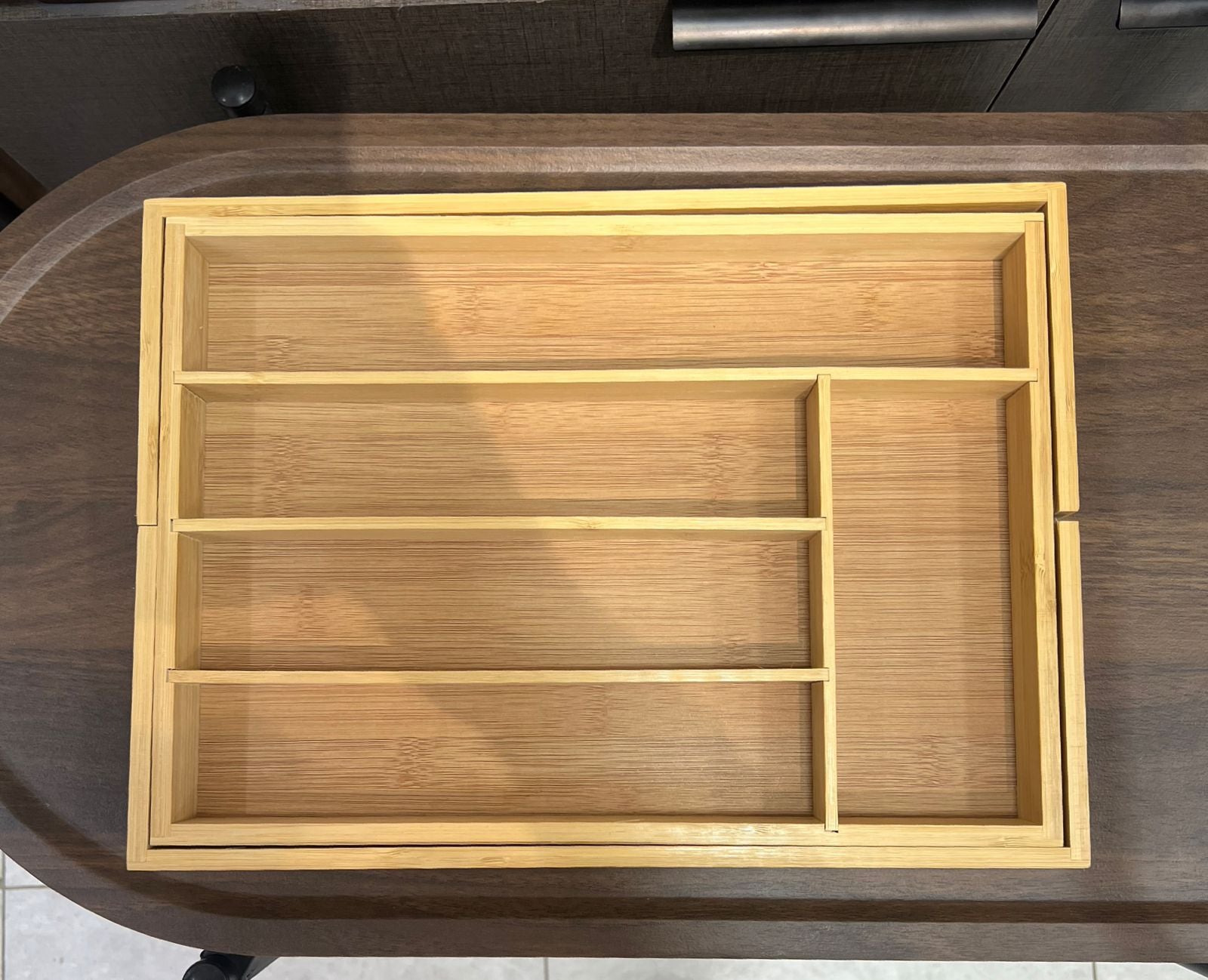 Bamboo Expandable Kitchen Drawer Organizer - 7-Slot Utensil Tray