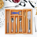 Bamboo Expandable Kitchen Drawer Organizer - 7-Slot Utensil Tray