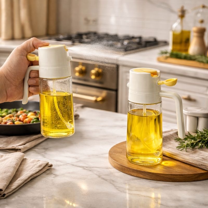 2-in-1 Oil Dispenser & Sprayer - Leak-Proof Glass