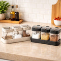 3-in-1 Glass Seasoning Box Set – Premium Spice Organizer with Serving Spoons