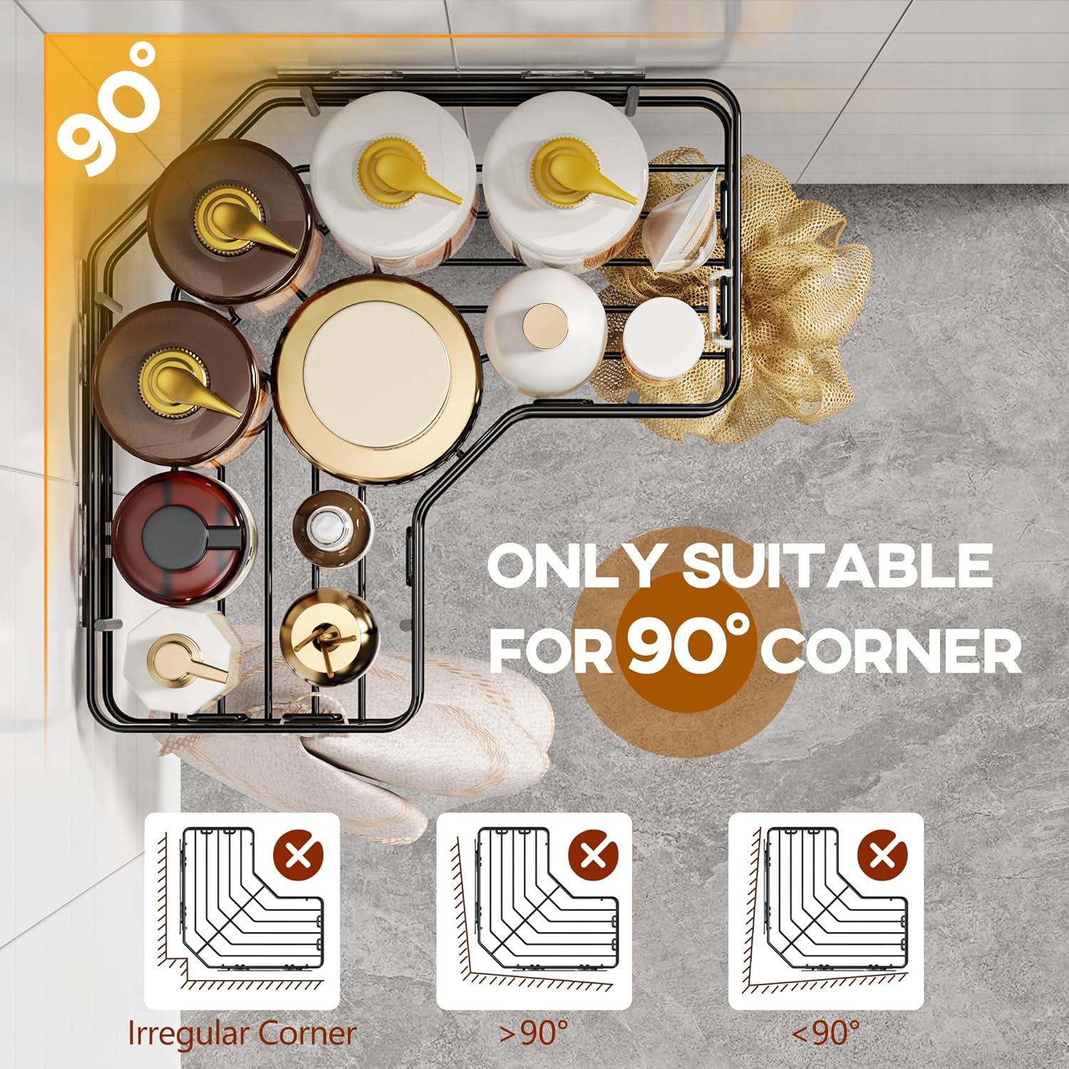 3 Pieces Corner Shower Caddy Set – Heavy-Duty with Integrated Soap Holder