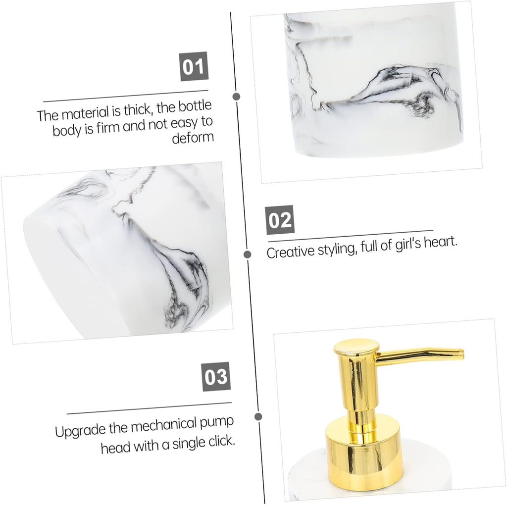 Luxury Marble Design Soap Dispenser – Elegant Resin Liquid Pump for Bathroom & Kitchen