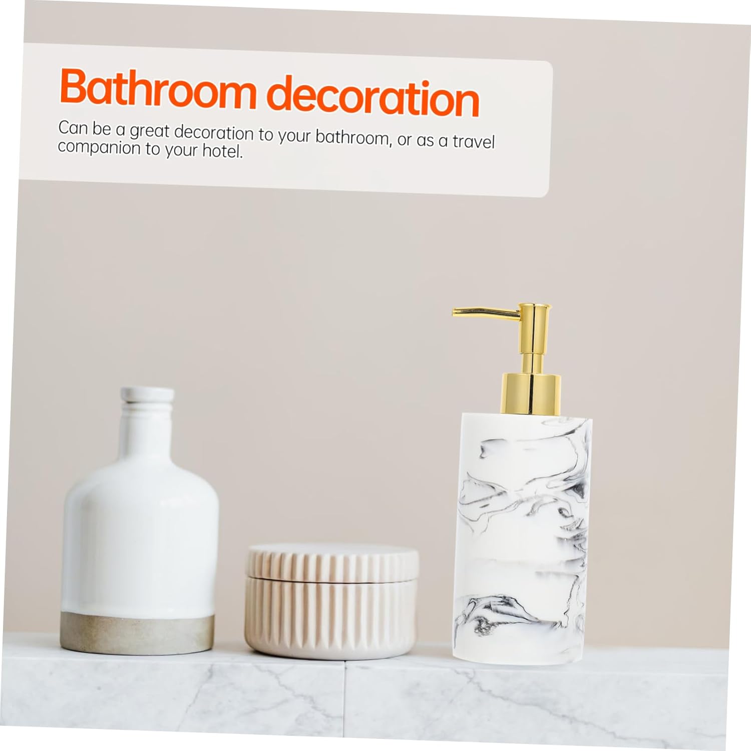 Luxury Marble Design Soap Dispenser – Elegant Resin Liquid Pump for Bathroom & Kitchen