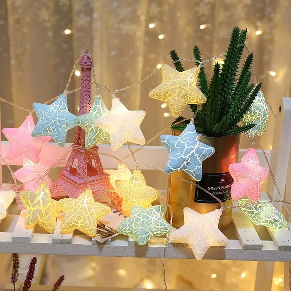 StarBright PVC Star String Lights - Warm Fairy Lights