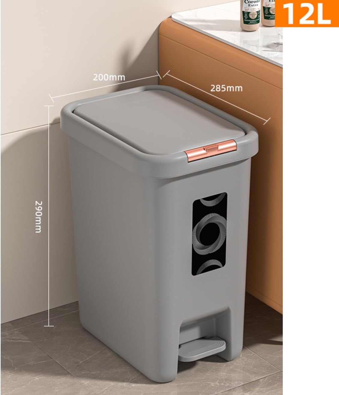 Modern Square Pedal Dustbin with Soft-Close Lid & Removable Inner Bucket