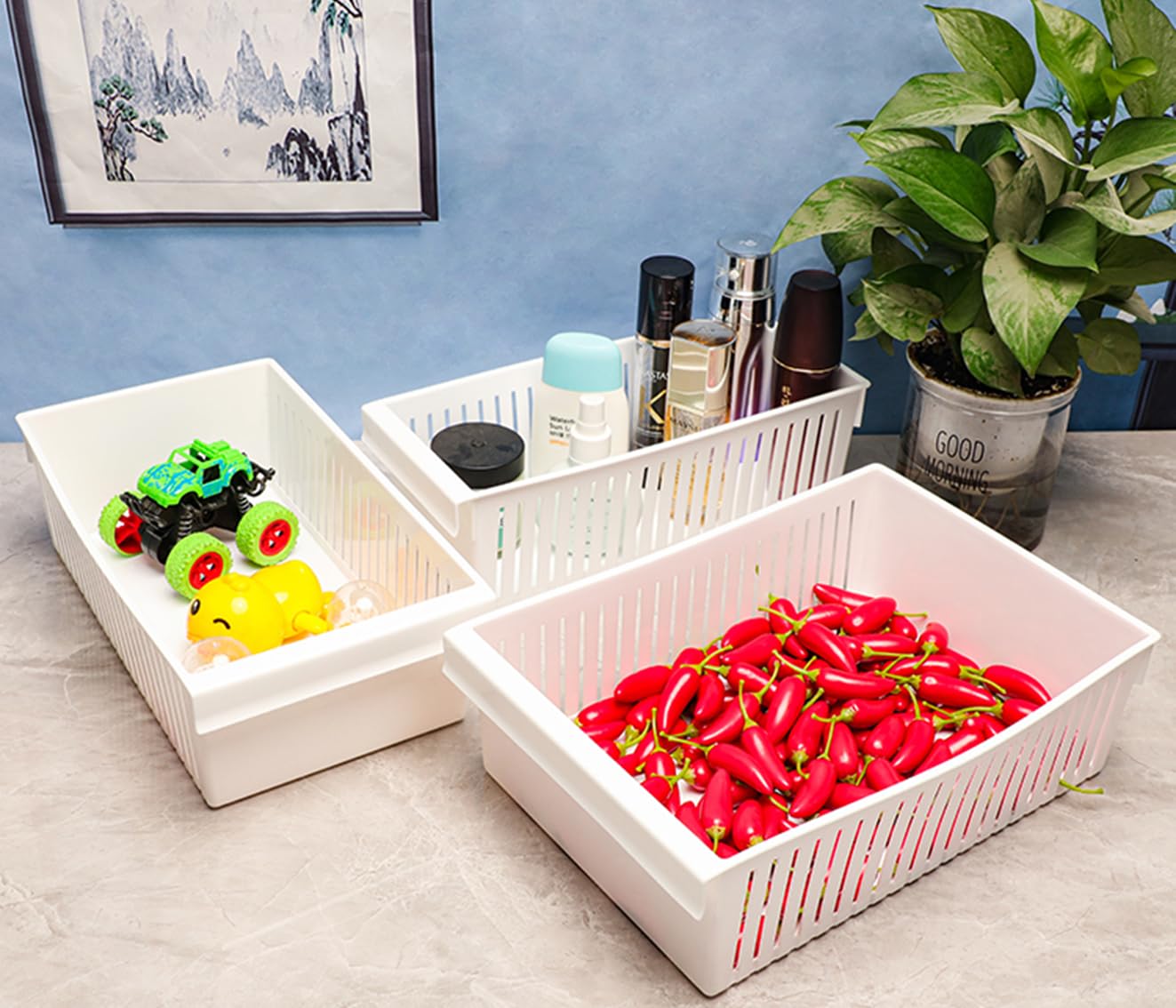 Multi-Purpose Plastic Storage Basket – Ventilated Home Organizer
