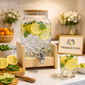 Single 2L Glass Juice Dispenser with Bamboo Frame