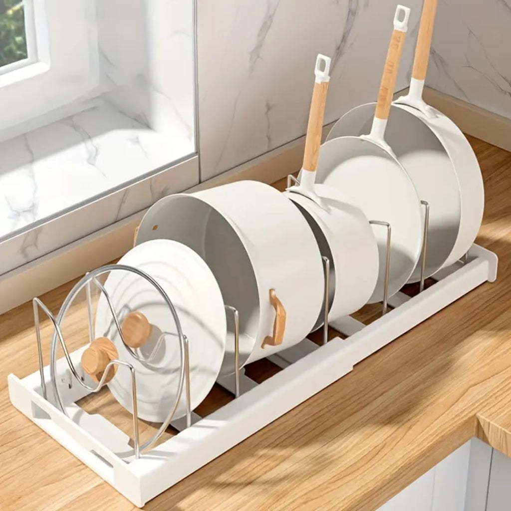 Expandable Kitchen Cabinet Pot Organizer – Adjustable Divider Rack for Pots & Pans