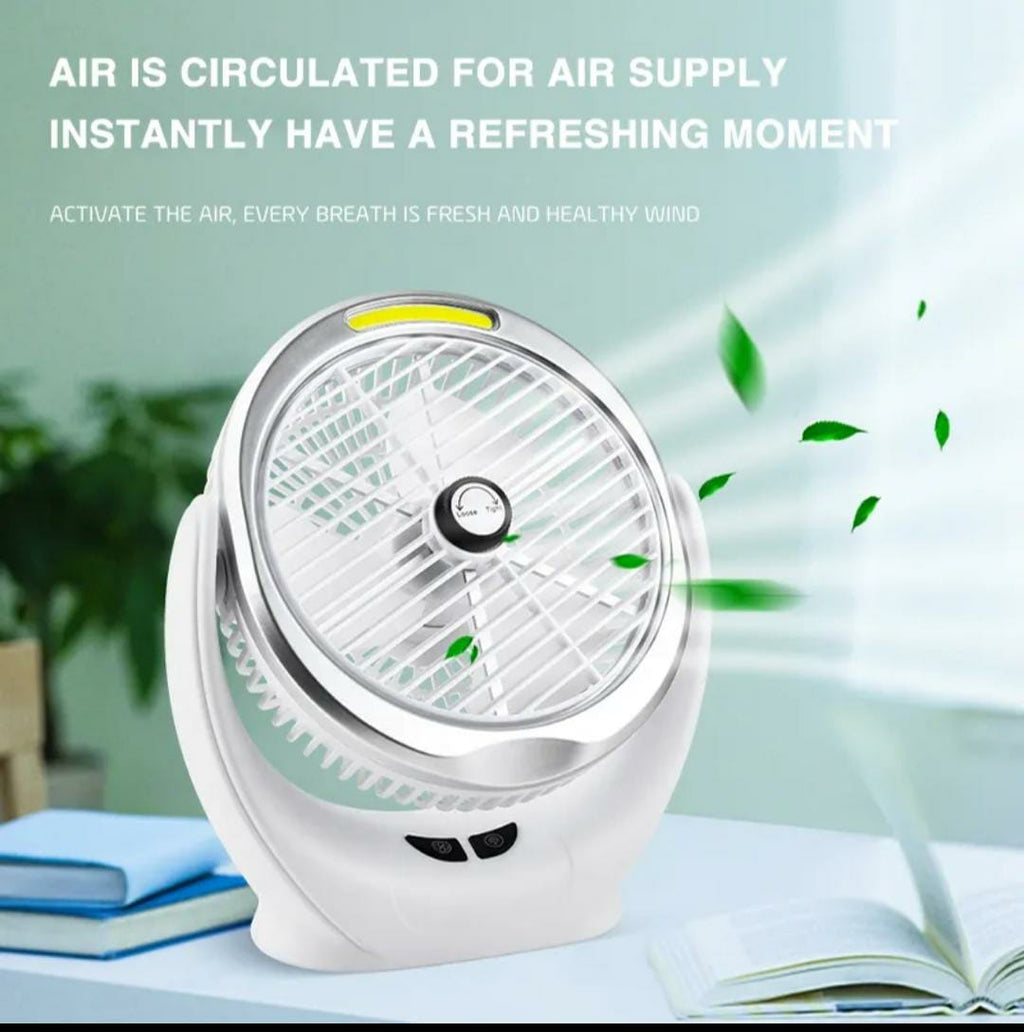 Rechargeable Desktop Fan with COB Light – Portable Cooling Gear