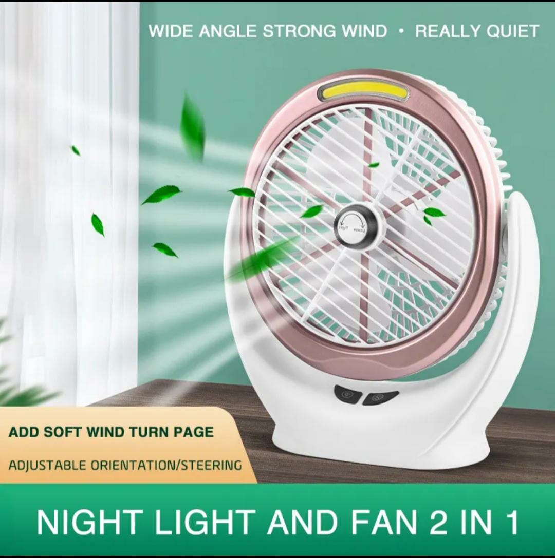 Rechargeable Desktop Fan with COB Light – Portable Cooling Gear