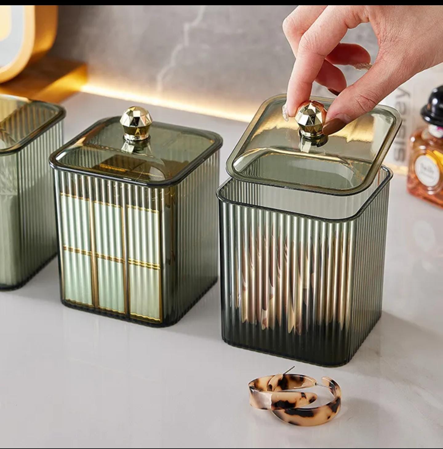 Luxury Transparent Lipstick & Makeup Cotton Swabs Holder (Random Colors)