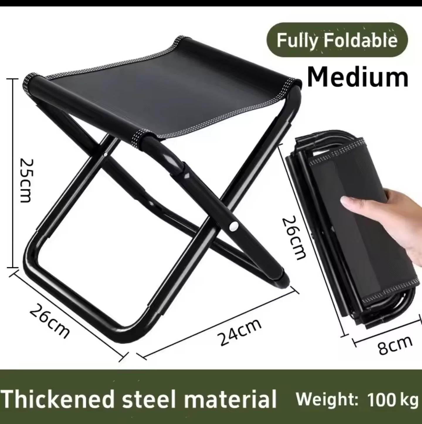 Portable Folding Lightweight Stool – Heavy Duty Steel Frame