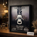 Nissan GT-R 3D Kinetic Metal Car Art Wooden Frame
