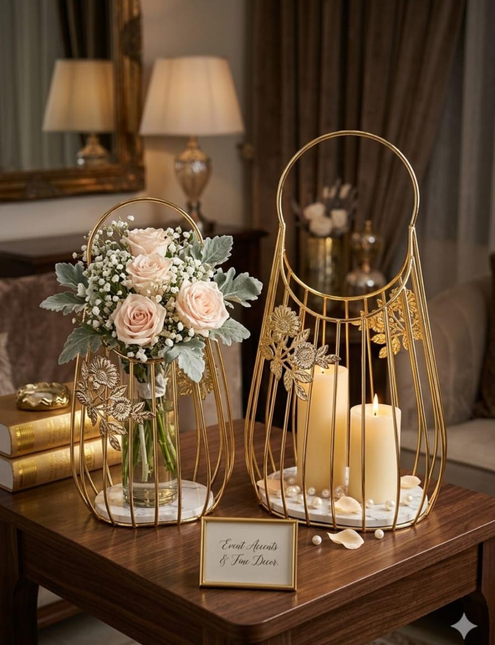 Premium Ice Gold Metal Decorative Basket