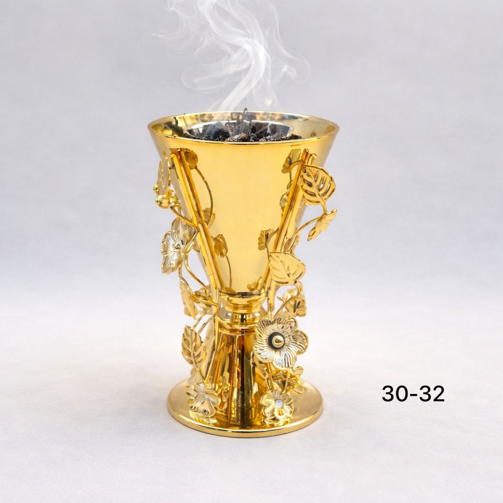 Luxury Golden Floral Metal Incense Burner (Bakhoor Burner)