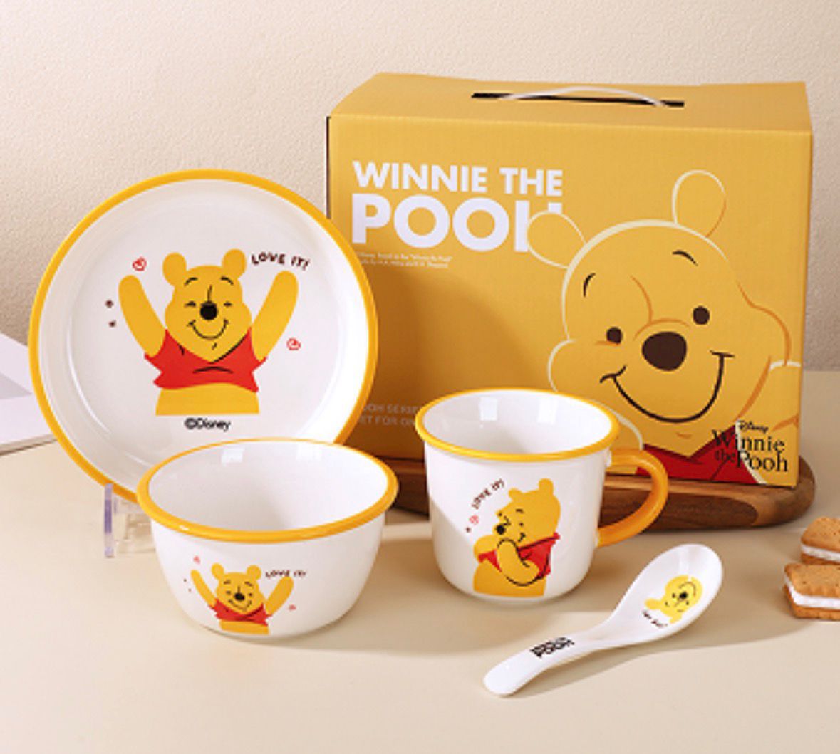 Winnie the Pooh Ceramic Crockery – Premium 4-Piece Kids Set