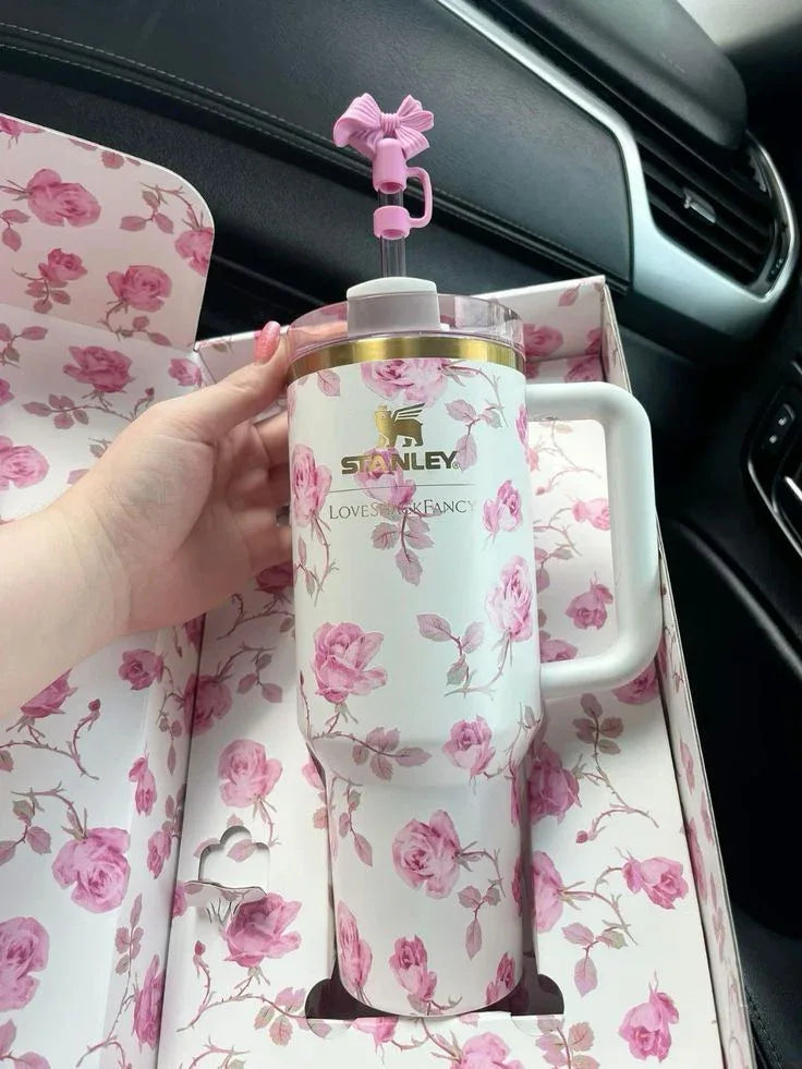 Stainless Steel Flower Tumbler - Floral Design, Durable & Stylish (1.18L)