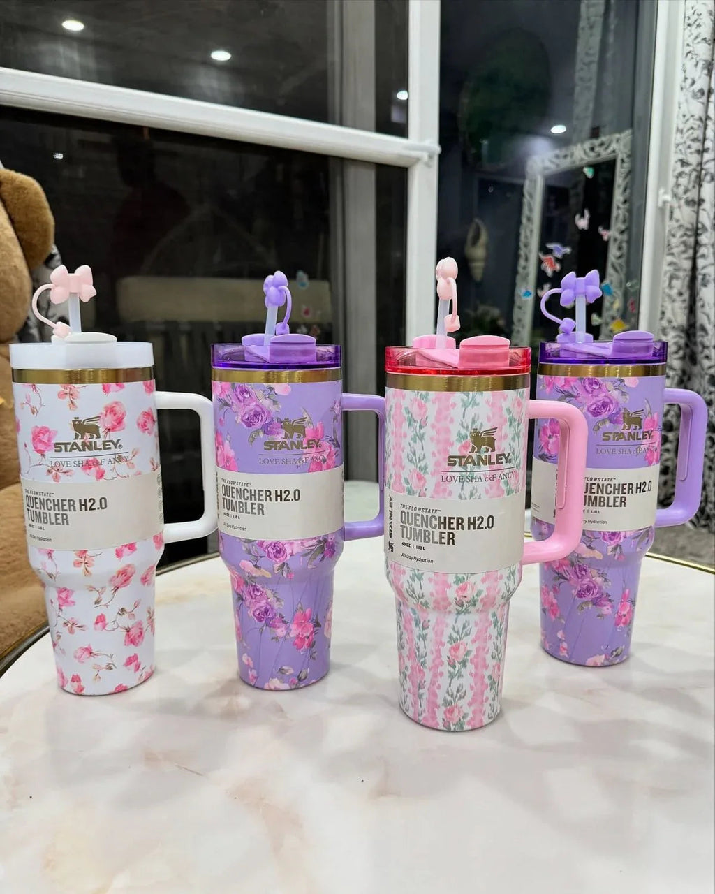 Stainless Steel Flower Tumbler - Floral Design, Durable & Stylish (1.18L)