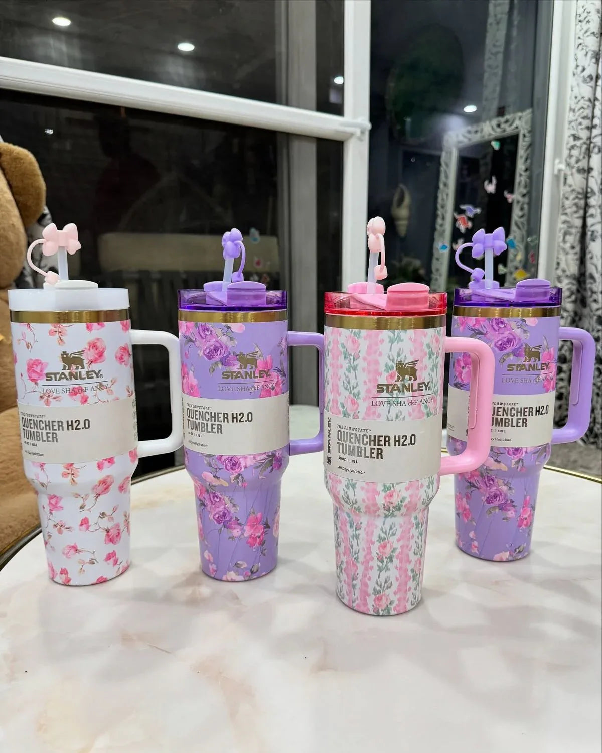 Stainless Steel Flower Tumbler - Floral Design, Durable & Stylish (1.18L)