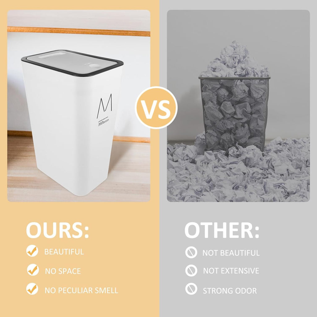 Ultra-Slim Plastic Rubbish Bin – Space-Saving Waste Basket with Secure Click