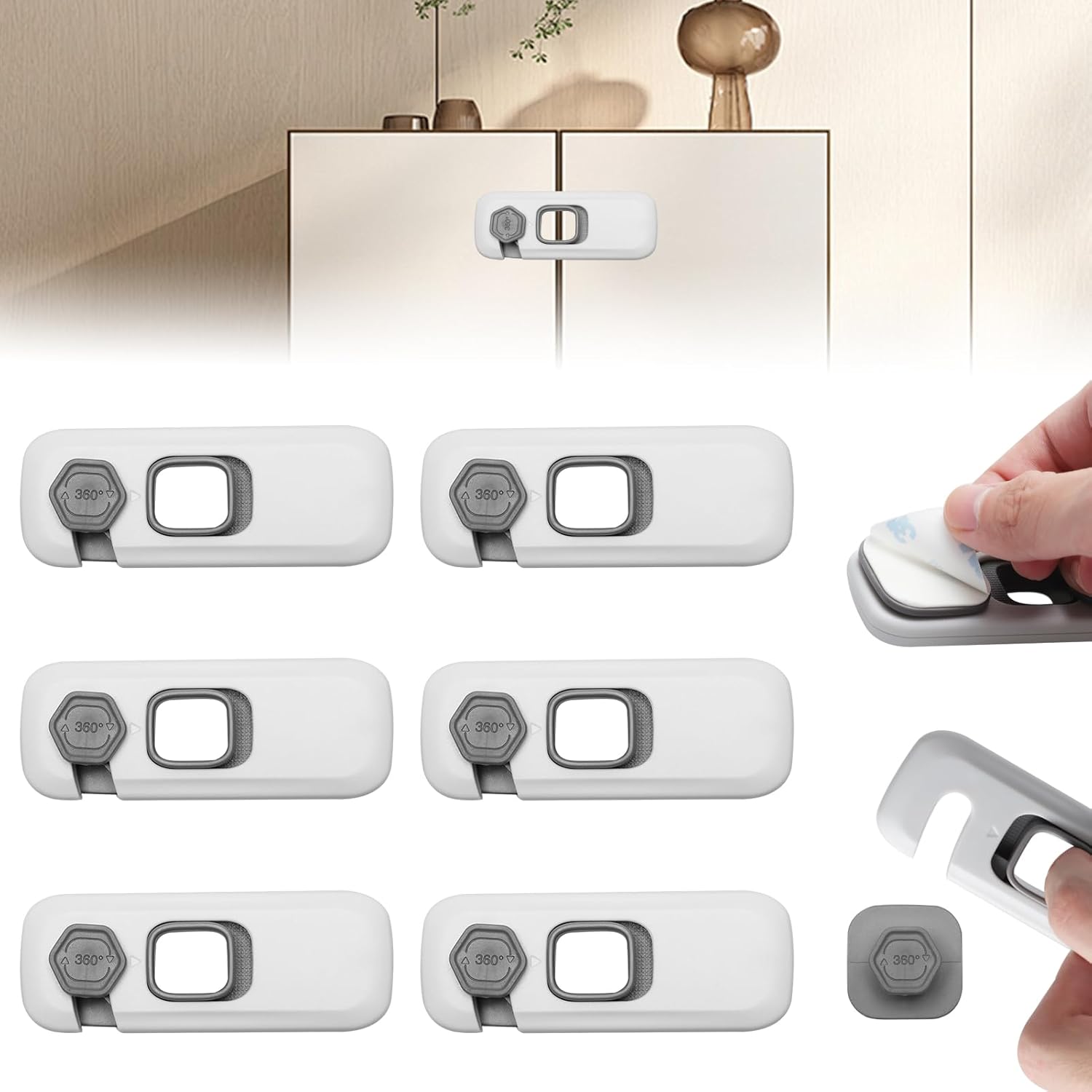 360° Rotatable Child Safety Locks for Fridge & Cabinets