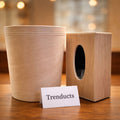 Nordic Wood-Effect Waste Bin & Desktop Tissue Dispenser