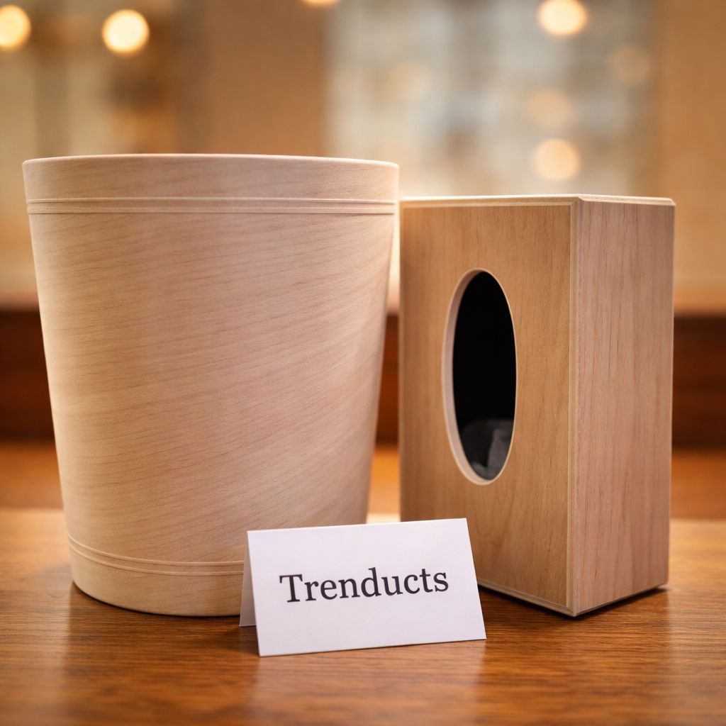 Nordic Wood-Effect Waste Bin & Desktop Tissue Dispenser
