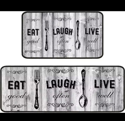 2pc Kitchen Runner Mat Set – Non-Slip Decor