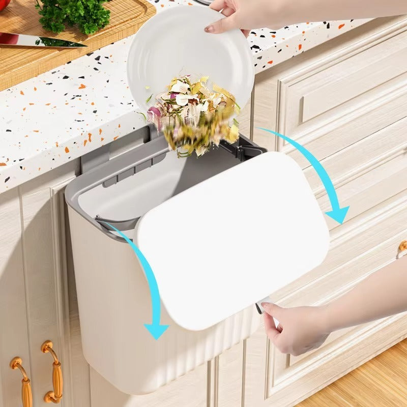 Wall-Mounted Swing-Top Waste Bin – Waterproof Space-Saver