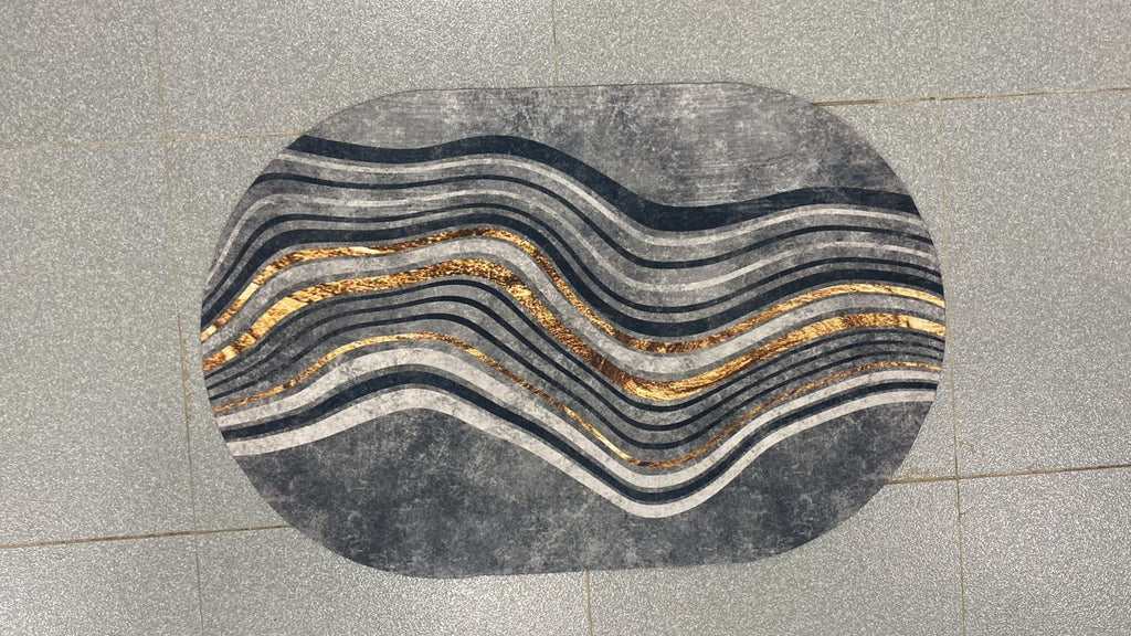 Luxury Oval Marble Pattern Bathroom Mat – Quick-Dry Super Absorbent Anti-Slip Rug