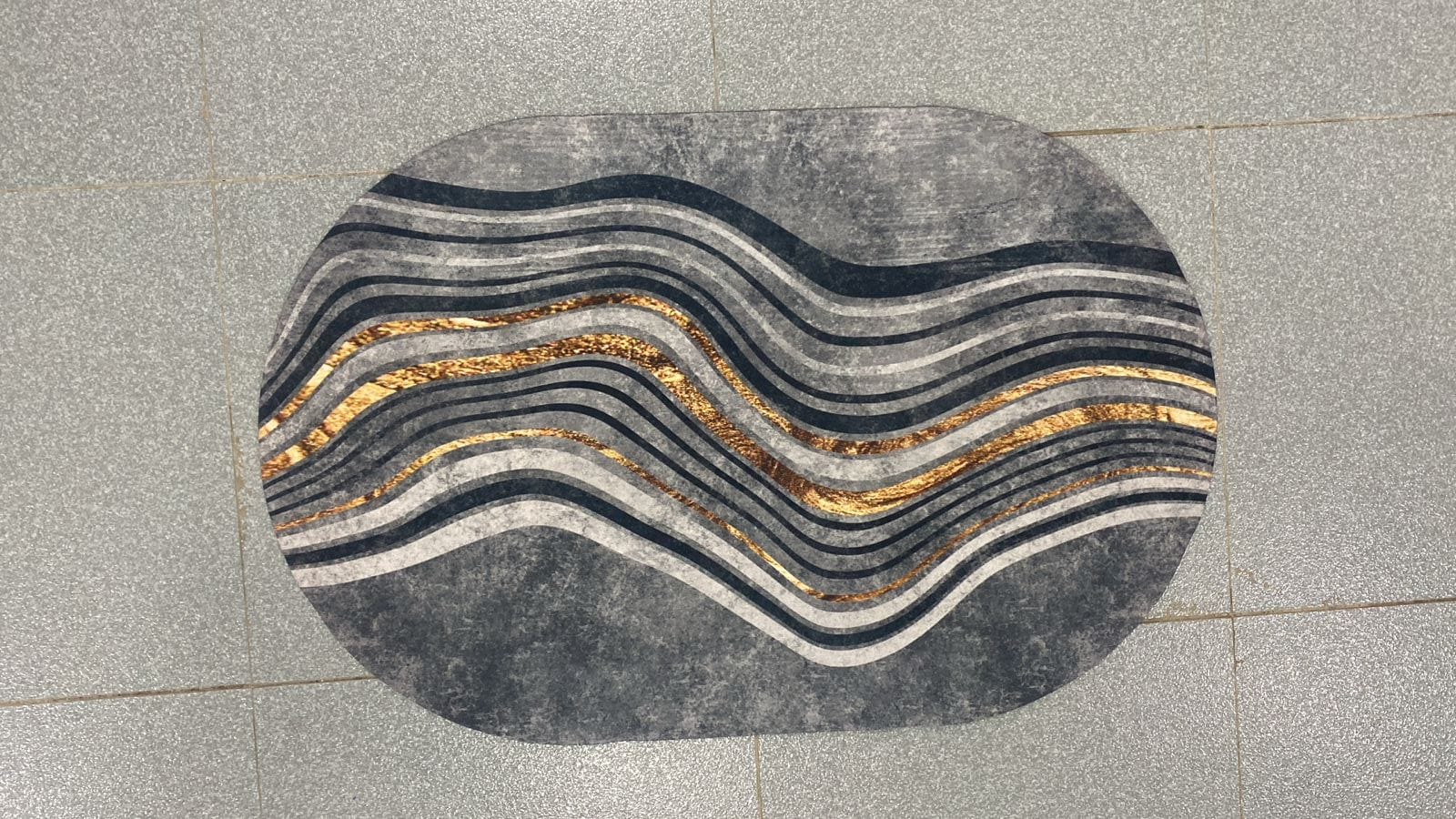 Luxury Oval Marble Pattern Bathroom Mat – Quick-Dry Super Absorbent Anti-Slip Rug