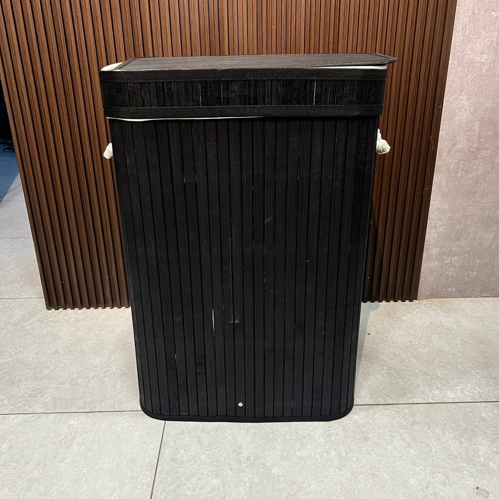 Bamboo Laundry Basket – Foldable Heavy-Duty Clothes Hamper with Lid & Removable Washable Liner
